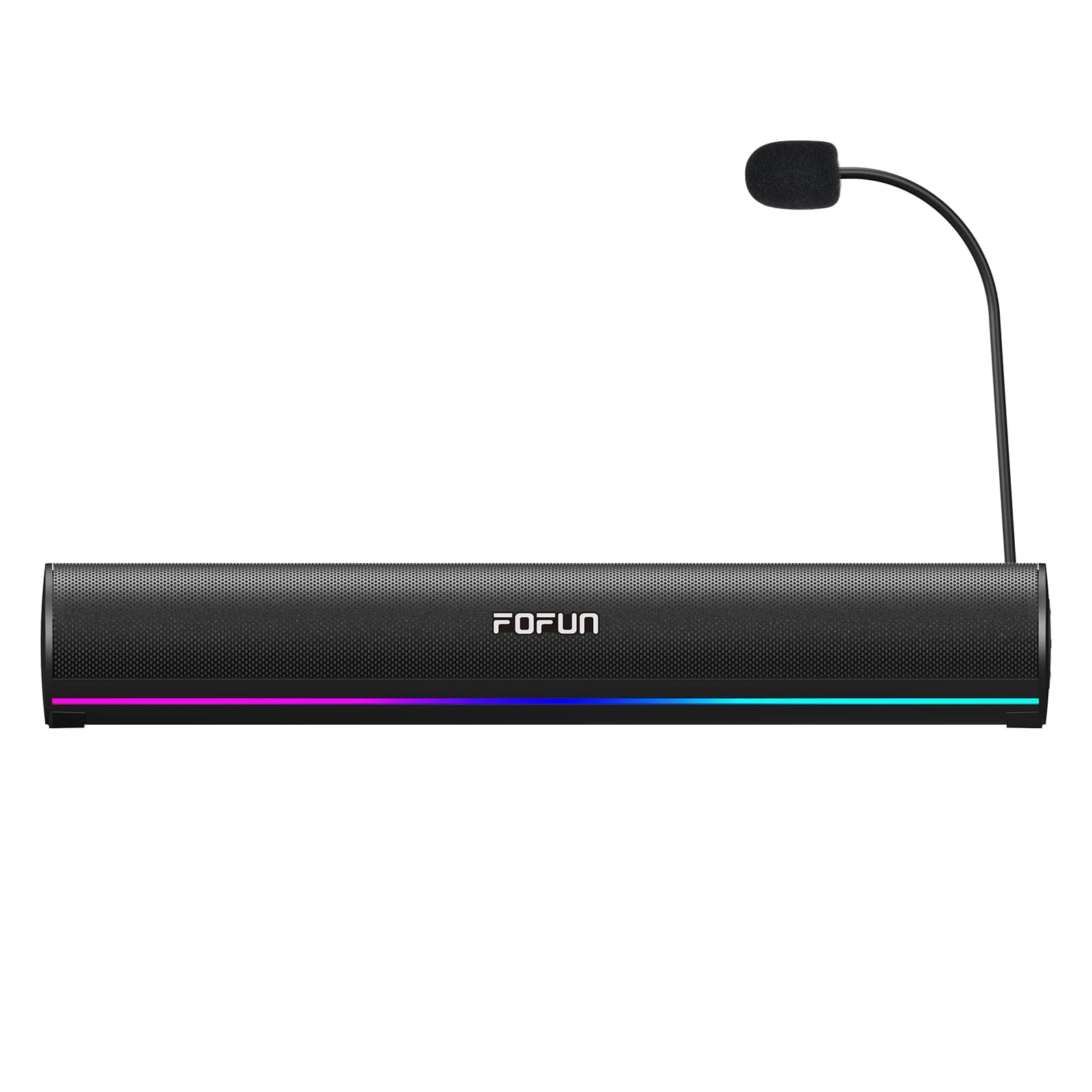 Computer Sound Bar with Detachable ENC Microphone, Enhanced Bass Gaming Soundbar, Bluetooth 6.0, USB-A Plug and Play, PC and Bluetooth Mode, 3EQ, 10 RGB Speaker for Gaming, Music,Meeting