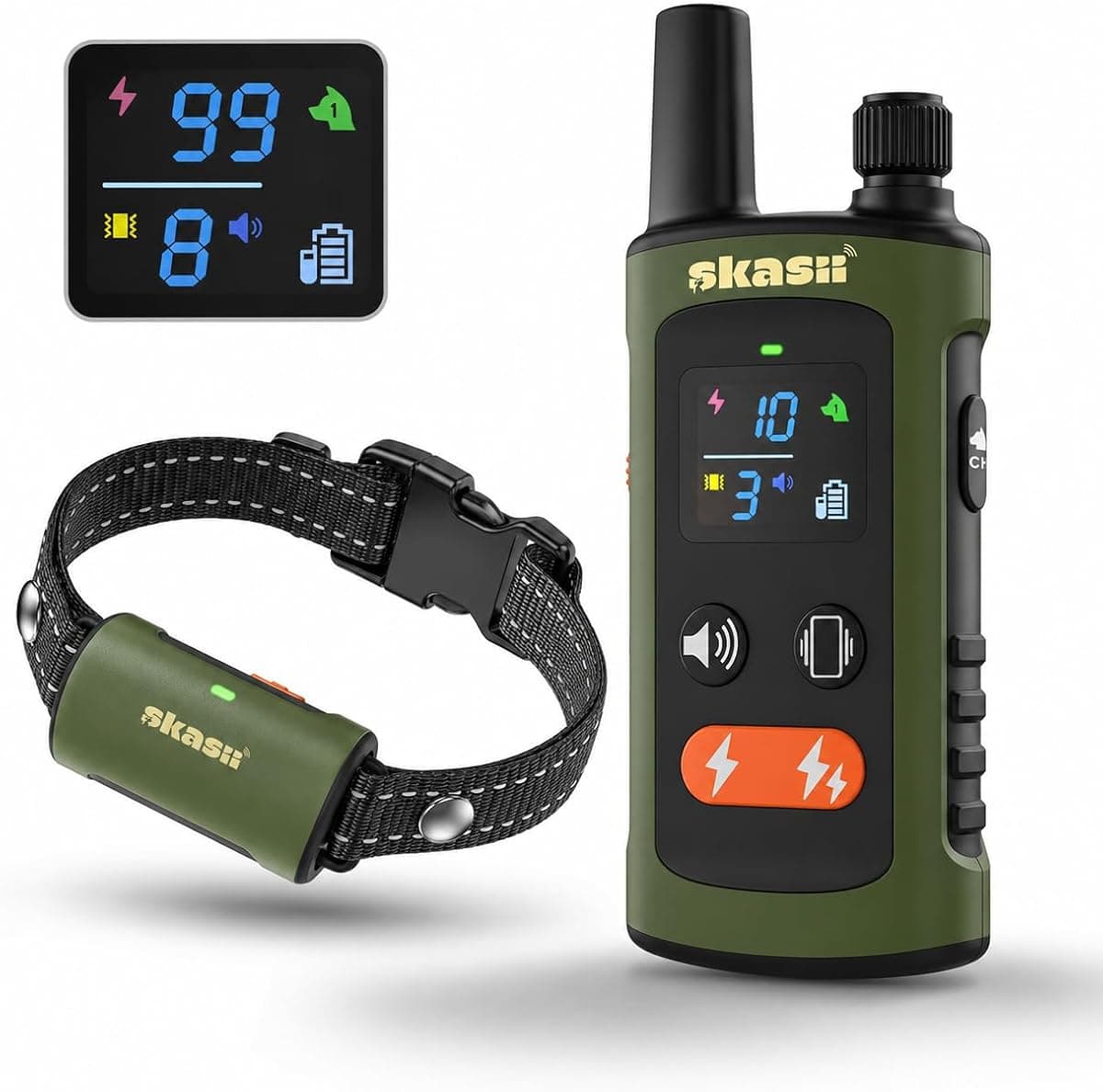 Training Collar for Dogs with Remote Control, Green | 4500FT Range, IPX8 Waterproof, 5-150 Lbs, 4 Training Modes, Security Lock, Dog Training