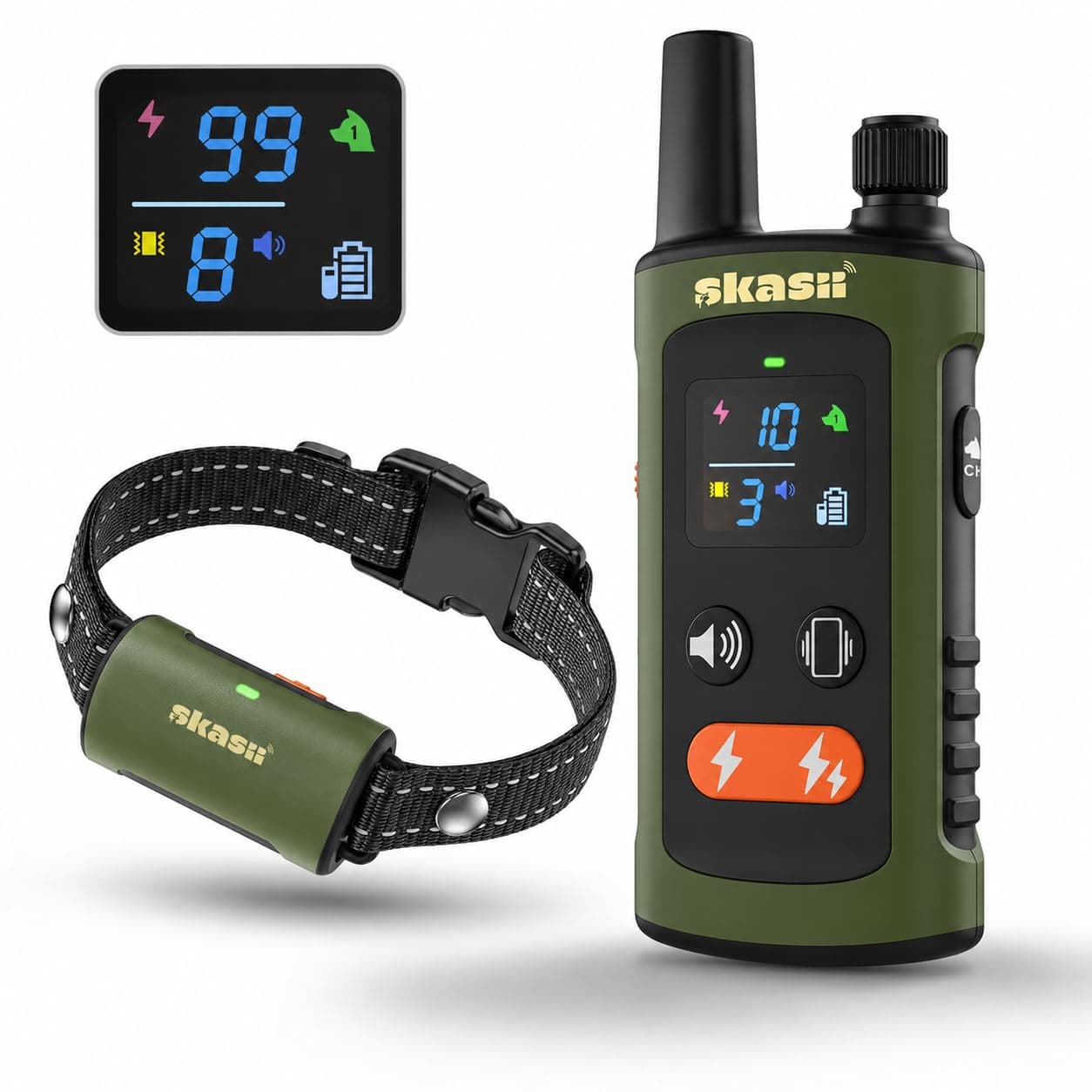 Training Collar for Dogs with Remote Control, Green | 4500FT Range, IPX8 Waterproof, 5-150 Lbs, 4 Training Modes, Security Lock, Dog Training