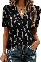 Zeagoo Women Blouses Puff Short Sleeve Tops V Neck Dressy Casual Spring Shirts Boho Floral Cute Clothes 2026