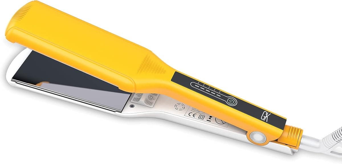 GK HAIR Global Keratin One Control Titanium Styling Flat Iron, 1.5 inches Wide Plates, Auto Shutoff, Professional Straightener, All Hair Types, 150C-232C