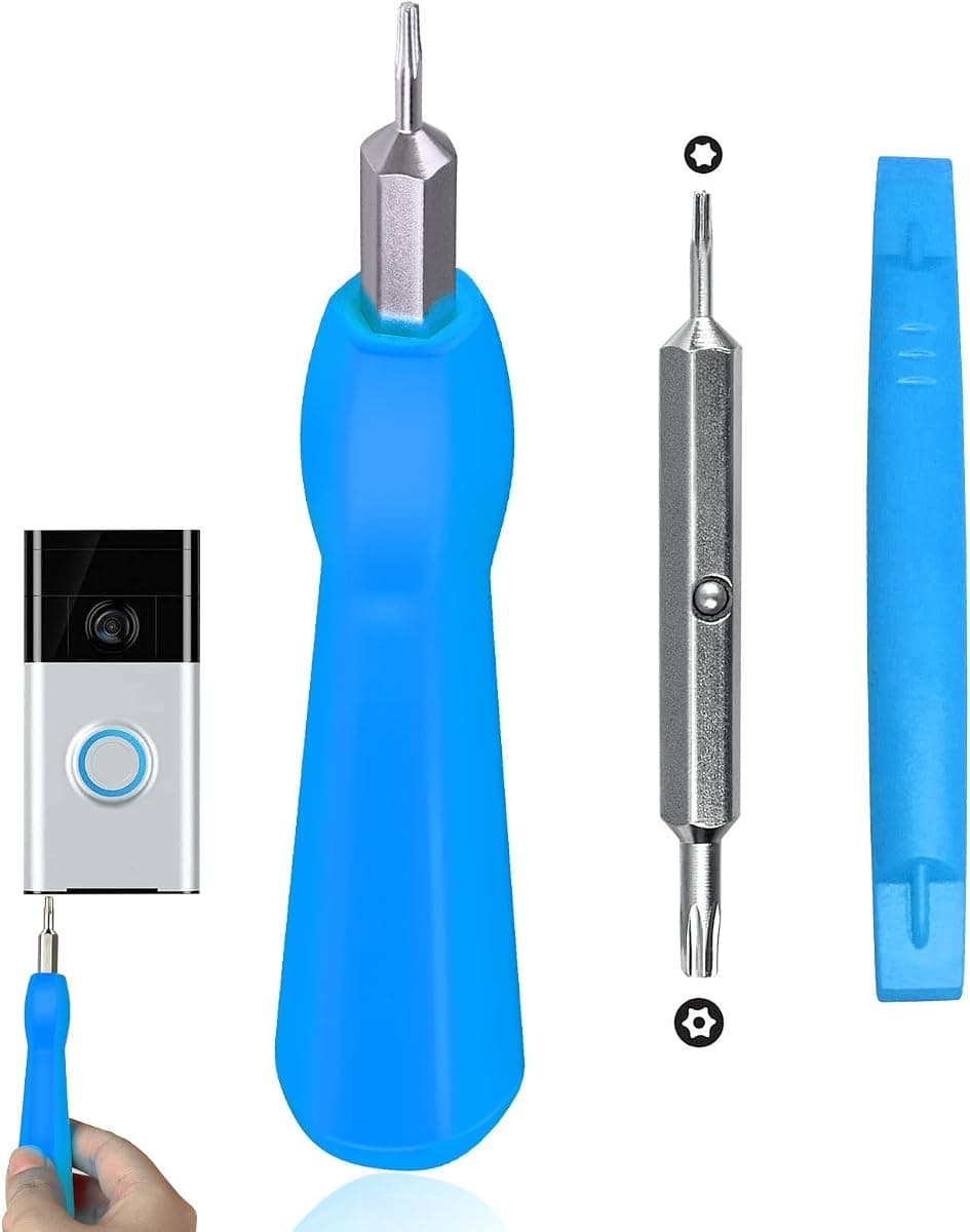 Video Screwdriver Bit Set for Battery and Wifi Access - Fits All Video Doorbell Models (Blue)