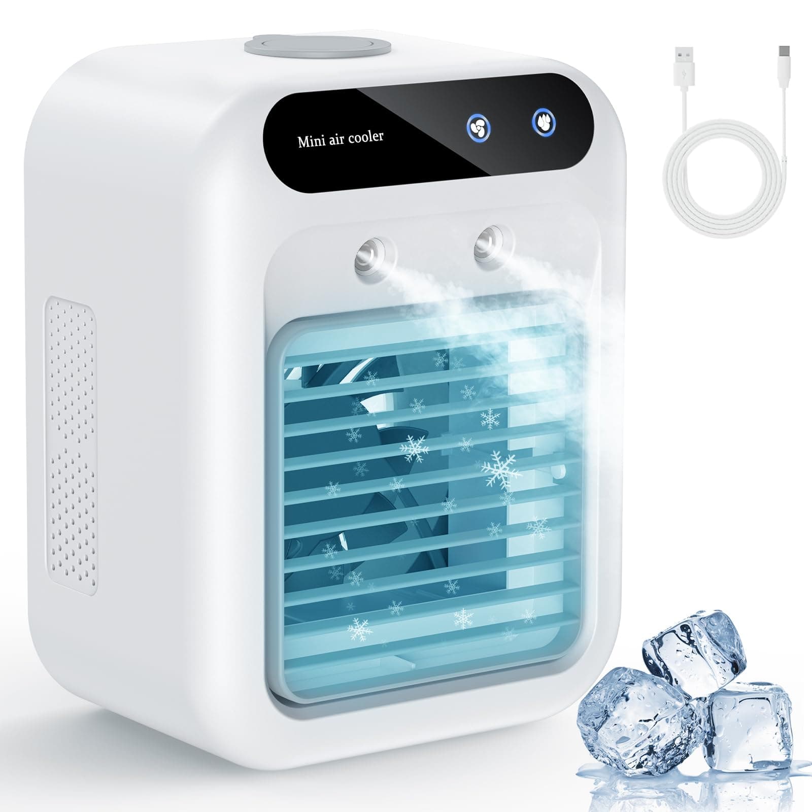 Portable Air Conditioners, Portable Cooling Fan, Quiet Portable AC with Water Tank, Personal Air Conditioner, Evaporative Air Cooler for Room, Bedroom, Office, Camping