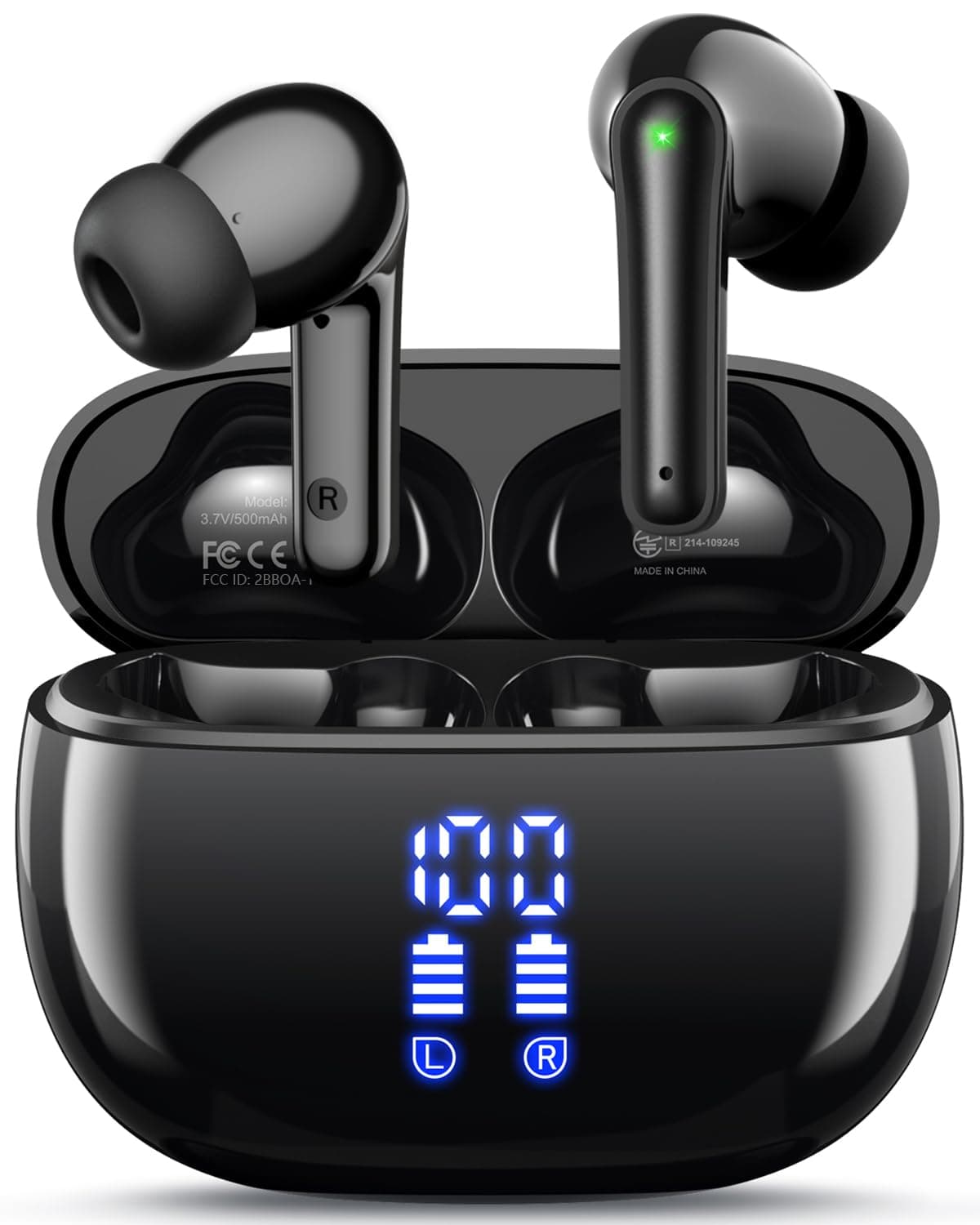 ZIUTY Ear Buds Wireless Earbuds, Bluetooth Headphones 5.4 with 4 ENC Noise Cancelling Mic, 48H Playtime LED Display, IPX7 Waterproof, Deep Bass Stereo Headphones for Sports Workout, Black