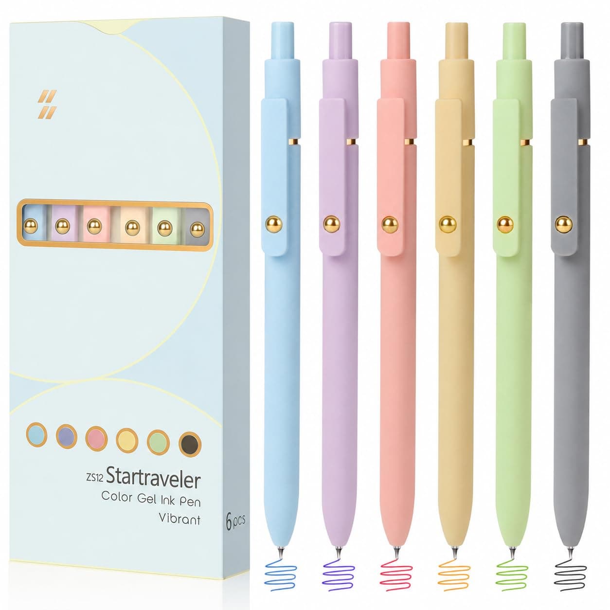 FIOVER Colored Pens, 6 Pack Colorful Gel Pens, Quick-Dry 0.7mm Medium Point for Journaling, Note Taking, Doodling, Aesthetic Office School Supplies, Gifts for Women Men(Multiple Colors)
