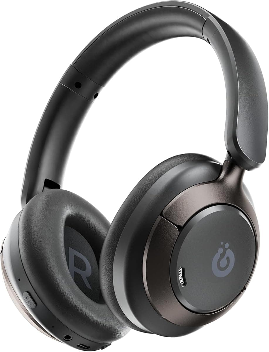 Boean Active Noise Cancelling Headphones, Bluetooth 6.0 Wireless Headphones with 120H Playtime, Soft Foam Over Ear Headphones with 360° Spatial Audio & 5 ENC Mics, HiFi Stereo Headset for Travel Game