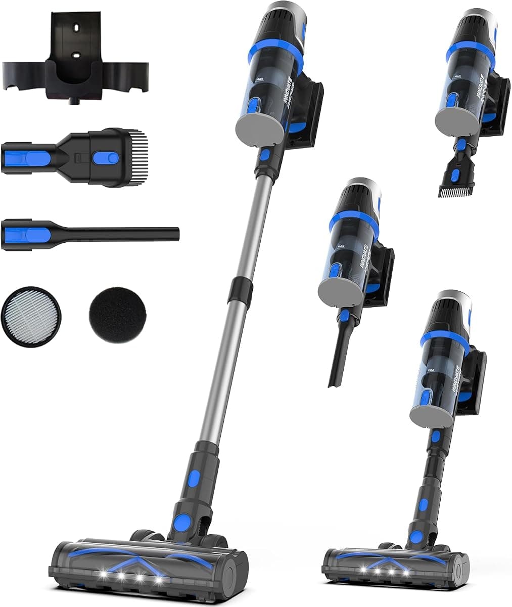 Cordless Vacuum Cleaner:65KPA 65Mins Strong Suction Stick Vacuum, Anti-Tangle Self-Standing Cordless Vacuum with Touch Screen LED Display, Detachable Battery Vacuum Cleaner for Home/Pet Hair/Carpet