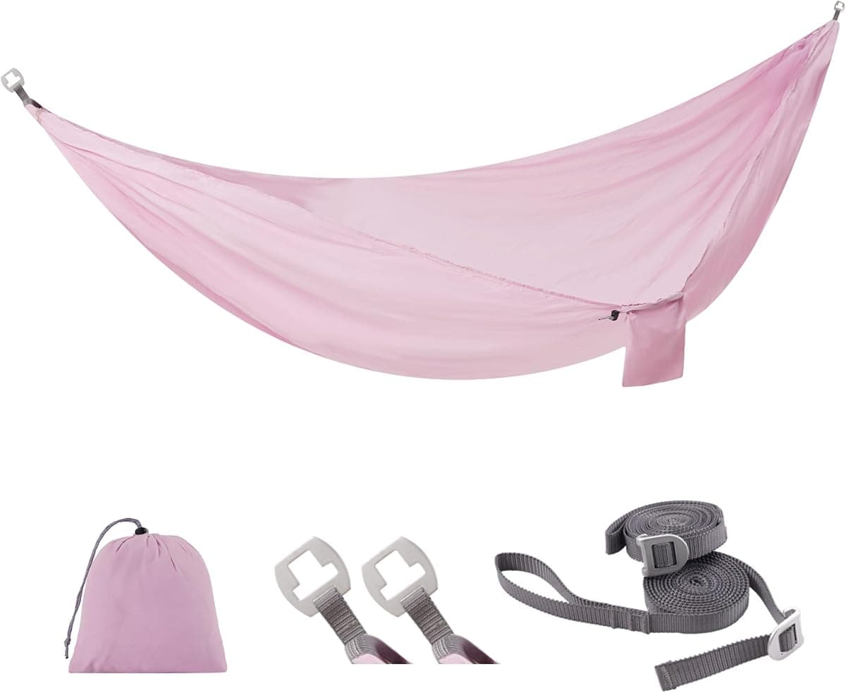 Sunyear Camping Hammock Ultralight (10oz)-600lbs Portable Hammock with Patent Quick-Adjust Buckles and 2 * 10 ft Tree Straps,Backpacking, Hiking, Travel, Outdoor/Indoor(104" x 56")