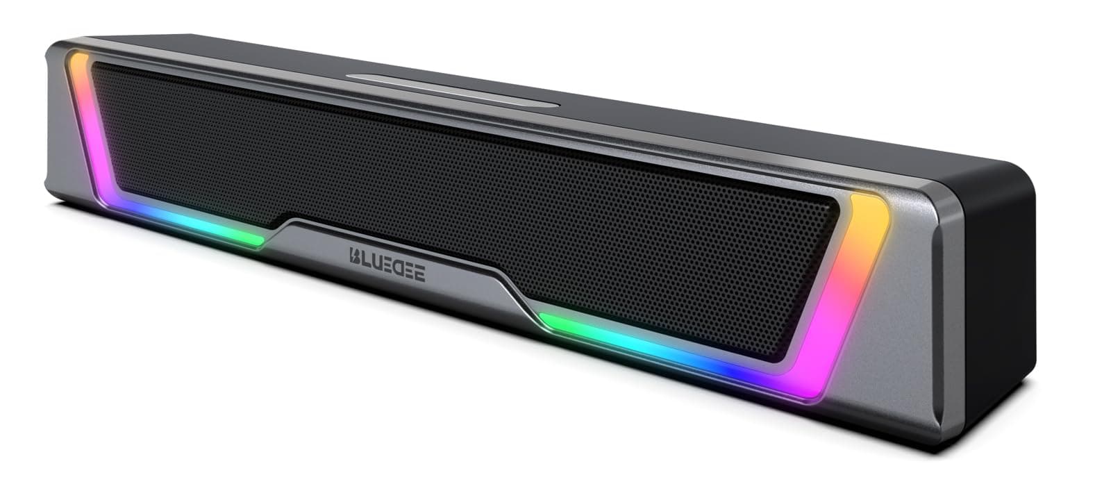 Bluedee Computer Speakers for Desktop PC, 3.5mm Aux PC Speakers for Desktop with Dynamic RGB Light, Wired USB Plug & Play Computer Sound Bar, Inline-Controlled Gaming Speakers for PC, Laptop