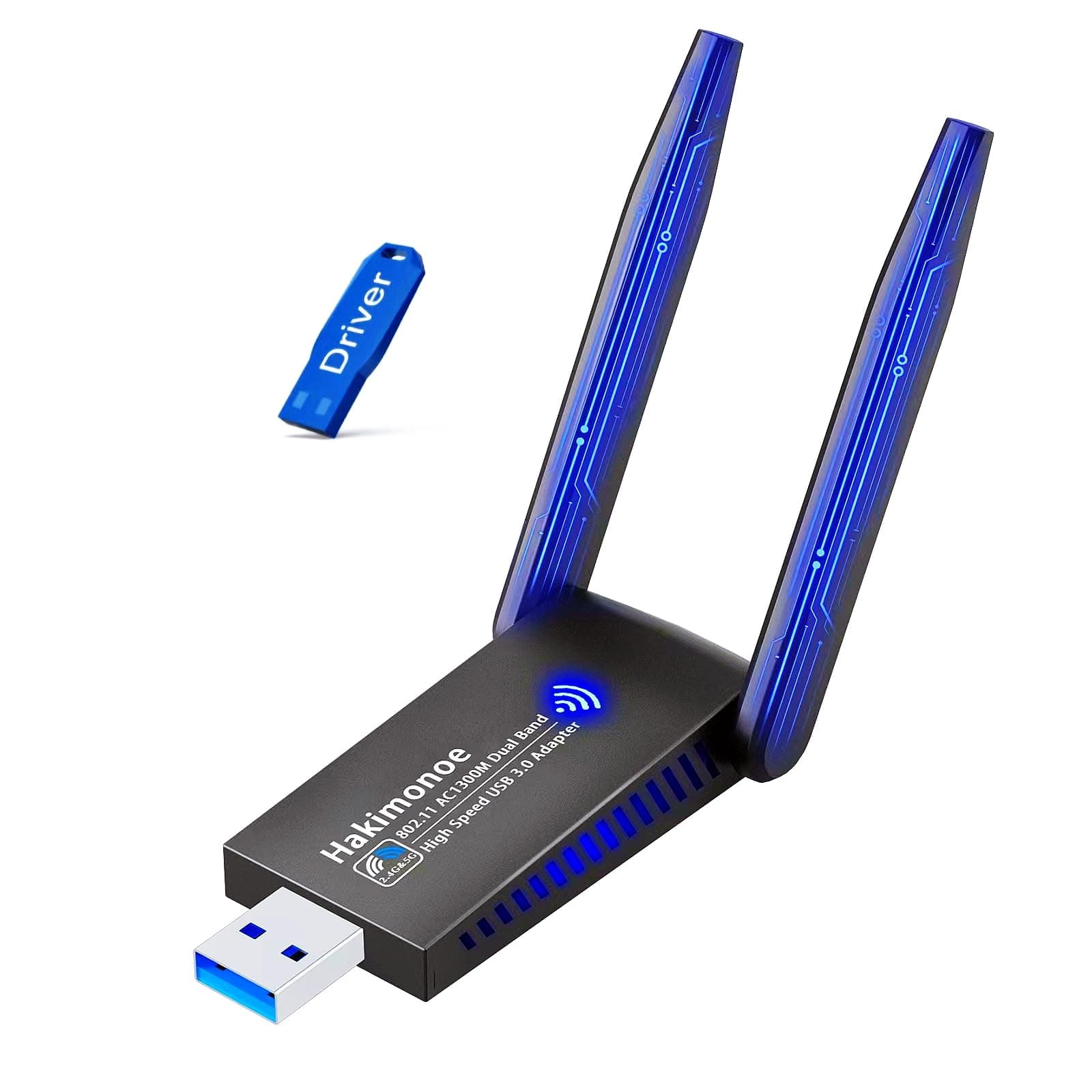 USB 3.0 WiFi Adapter for PC Desktop, AC1300Mbps Dual Band 2.4G 5G Wireless Network WiFi Dongle Enhanced Antenna for Laptop Computer Windows11 10 8.1 8 7 Vista XP, Plug n Play w/USB Driver