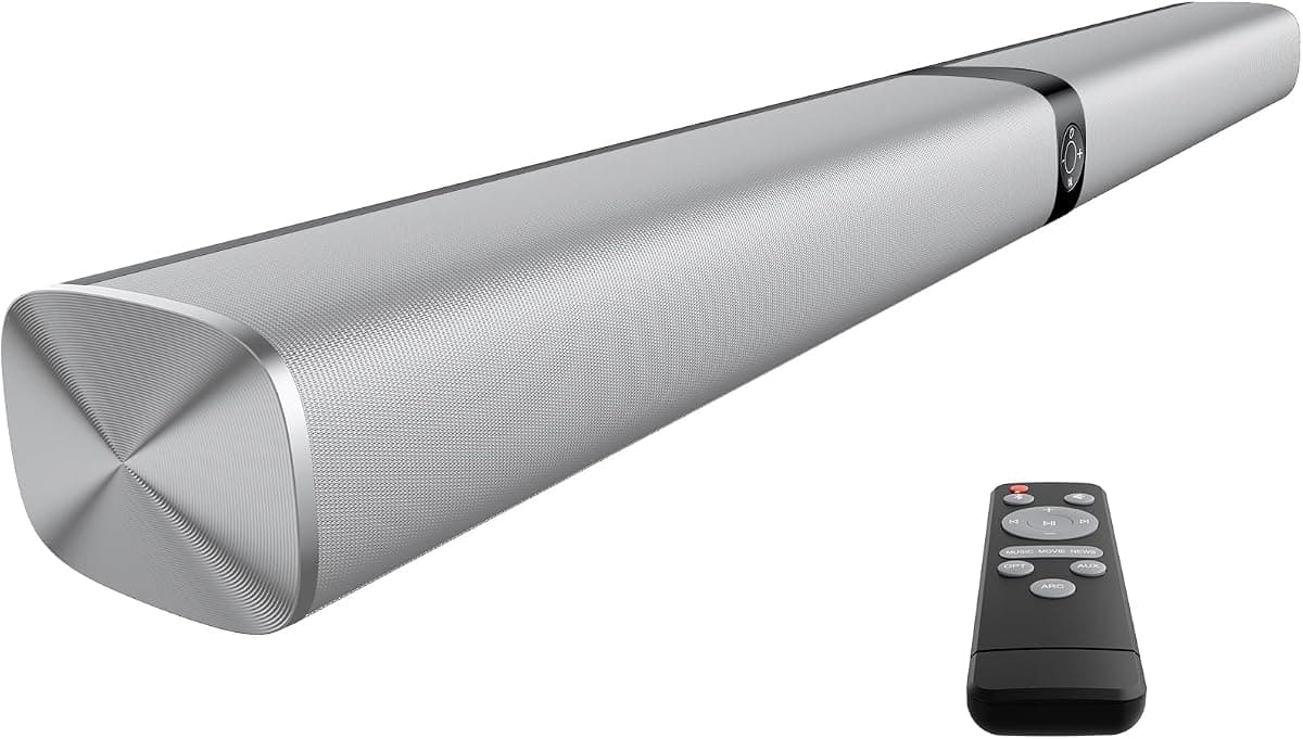 Sound Bar for Smart TV, 80W Soundbar with Bluetooth/ARC/Opt/AUX Connect, Dynamic Volume Boost, 3 Equalizer Modes, 2 in 1 Detachable Soundbar for TV/PC/Gaming/Projectors