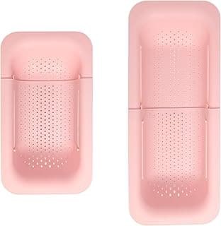 Paris Hilton Over the Sink Expandable Colander, Extendable Strainer, Adjustable from 14.5 inches to 19.5 inches, Fits most kitchen sinks, Made without BPA, Pink