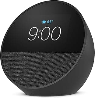 Amazon Echo Spot (newest model), Great for nightstands, offices and kitchens, Smart alarm clock, Designed for Alexa+, Black