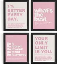 DSHFG Motivational Inspirational Office Wall Art Decor Prints Set of 4, Pink Motivational Wall Decor Trendy Retro Posters for Office Home Decor, 8x10 Unframed