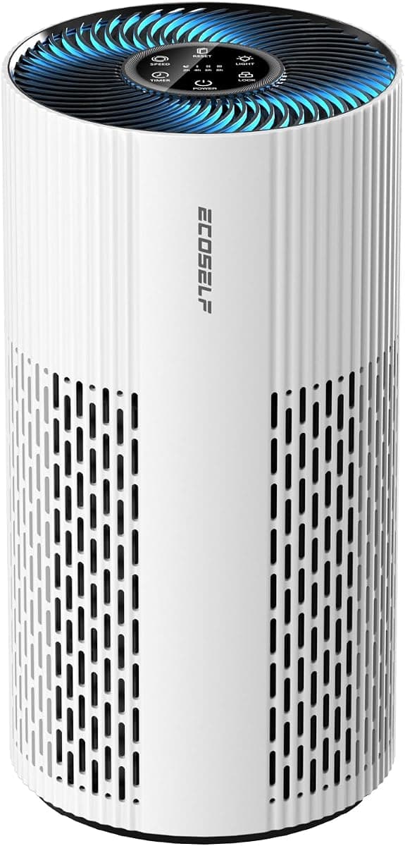 Air Purifiers for Home Large Room Up to 1500 Ft² with True HEPA Filter, 20dB Sleep Mode, 360° Air Intake & Outlet, Air Cleaner for Bedroom Pets Dander, Smoke, Dust, Odors, HAP604, Bright White