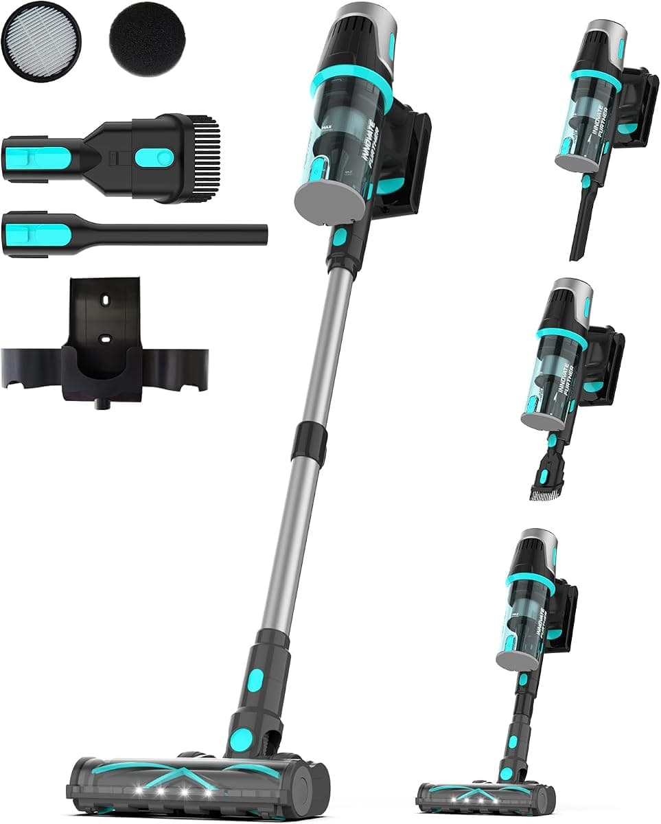 Bagotte Cordless Vacuum Cleaner,65KPa 65Mins Stick Vacuum with Self-Standing,Anti-Tangle Touch Screen LED Display, Detachable Battery Pack, Rechargeable Vacuum Cleaners for Home/Carpet/Pet Hair