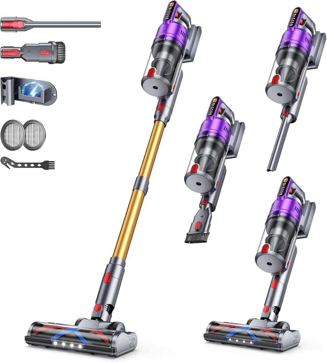MYUAKO Cordless Vacuum Cleaner 680W 55kPa Vacuum Cleaners for Home Up to 75Mins, Cordless Rechargeable Vacuum Cleaner Anti-Tangled Vacuum Cleaner 1.8L for Hardwood Floor,Carpets,Pet Hair Nova G8