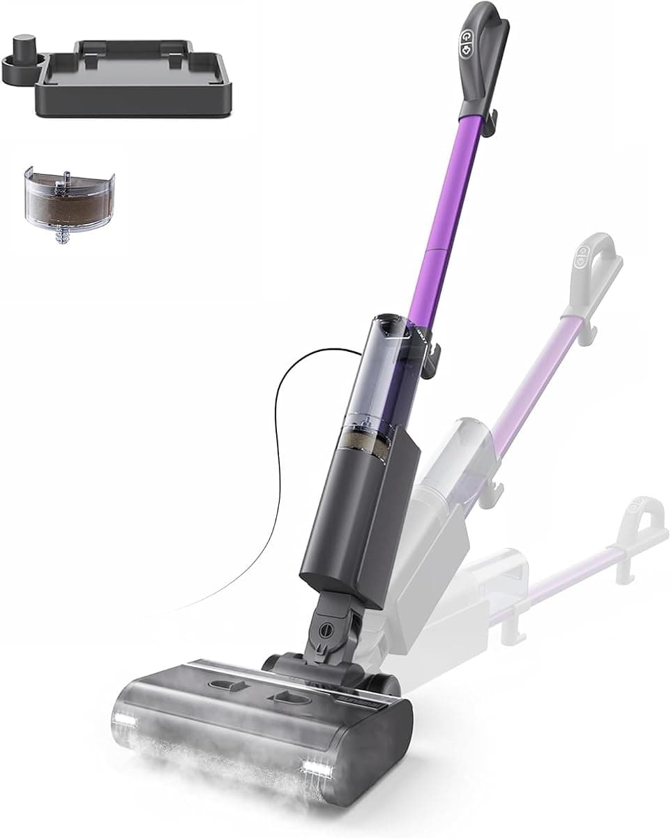 Steam Mop for Floor Cleaning, Lightweight 4-in-1 Steam Cleaner with Fast Heating & Self-Cleaning, Electric Mop for Home with 19.6ft Cord, 180° Lie Flat & LED Headlights for Sealed Hard Floors