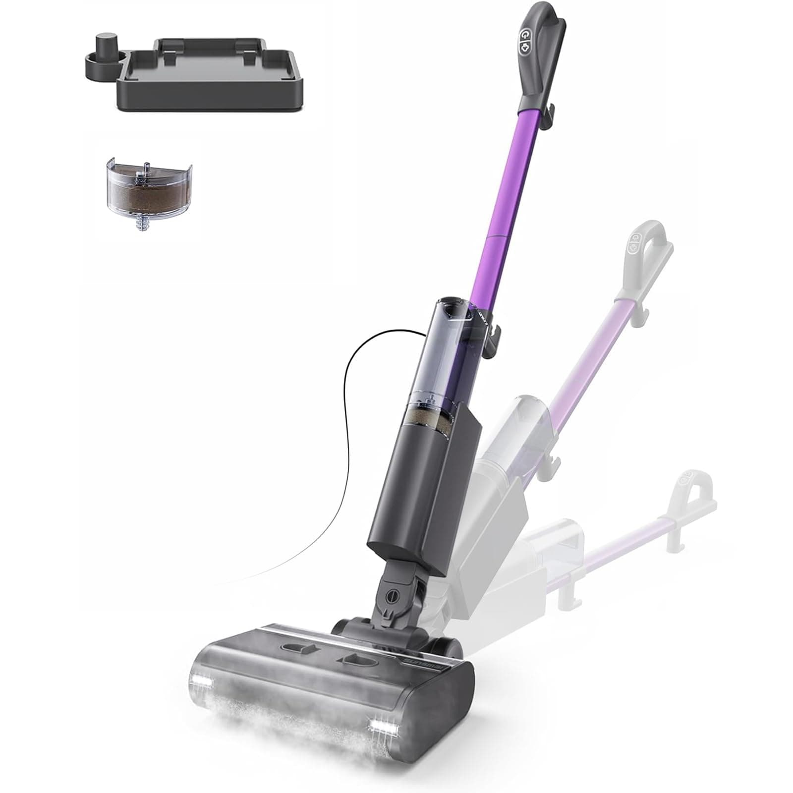 Steam Mop for Floor Cleaning, Lightweight 4-in-1 Steam Cleaner with Fast Heating & Self-Cleaning, Electric Mop for Home with 19.6ft Cord, 180° Lie Flat & LED Headlights for Sealed Hard Floors