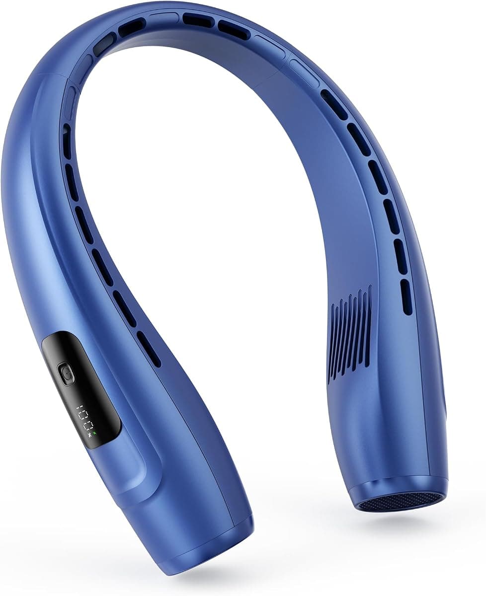 Peiyuu Neck Fan, Personal Fan with LED Indicator, USB-C Charging, Long-Lasting 4000mAh Battery, Hands Free Bladeless Fan with 3 Adjustable Speeds & Ultra-Quiet, Ideal for Home, Travel & Outdoor