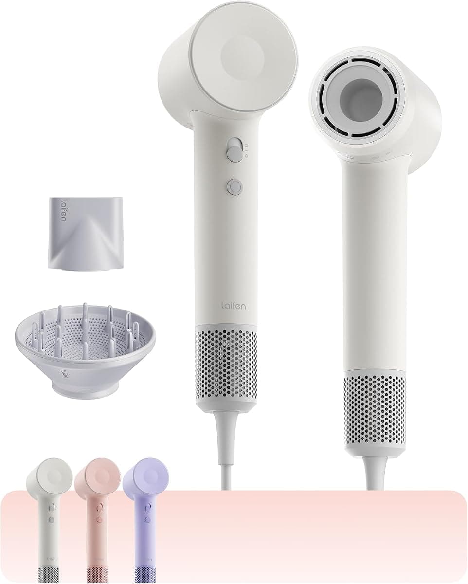 Laifen SE 2 High Speed Hair Dryer, 200 Million Negative Ionic Blow Dryer with Diffuser, Fast Drying Lightweight Hair Dryer for Women with Low Noise & Smart Temperature Control, Matte White