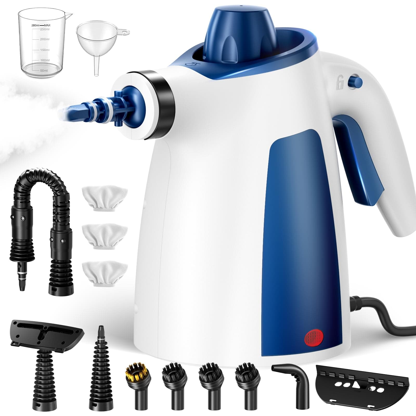 Handheld Steam Cleaner, 230°F Pressurized Steamer with No Water Spitting & Continuous Steam, 350ML Chemical-Free Deep Cleaning for Grease & Grime, 12 Accessories for Grout, Bathroom, Kitchen & Car