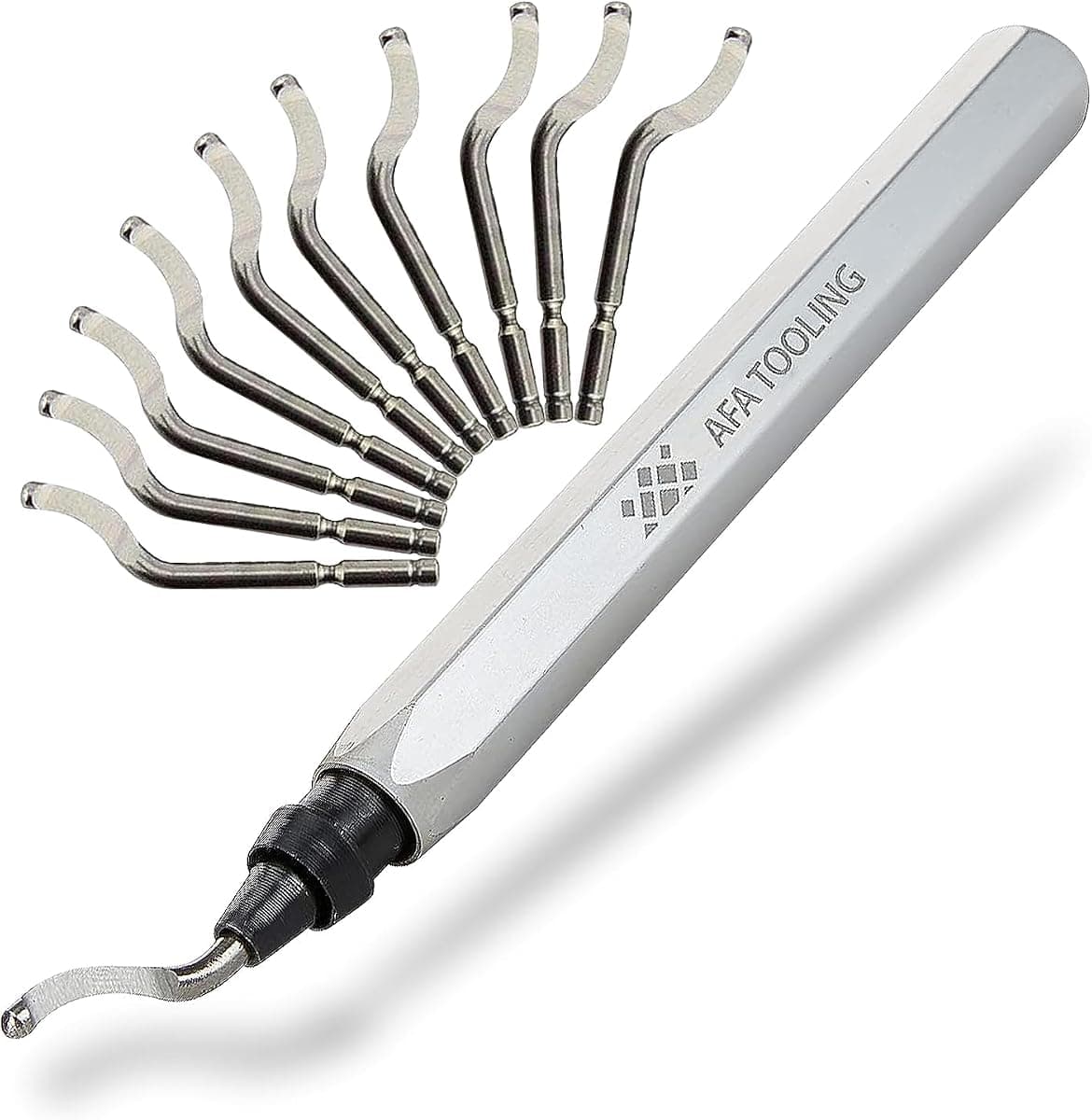 AFA Tooling - Deburring Tool Micro-Polished & Anodized Handle with 11 High-Speed Steel M2 Blades, Deburring Tool 3D Printing, Reamer Tool for Metal, PVC, Copper Pipe, Plastic, Resin & 3D Printed Edges