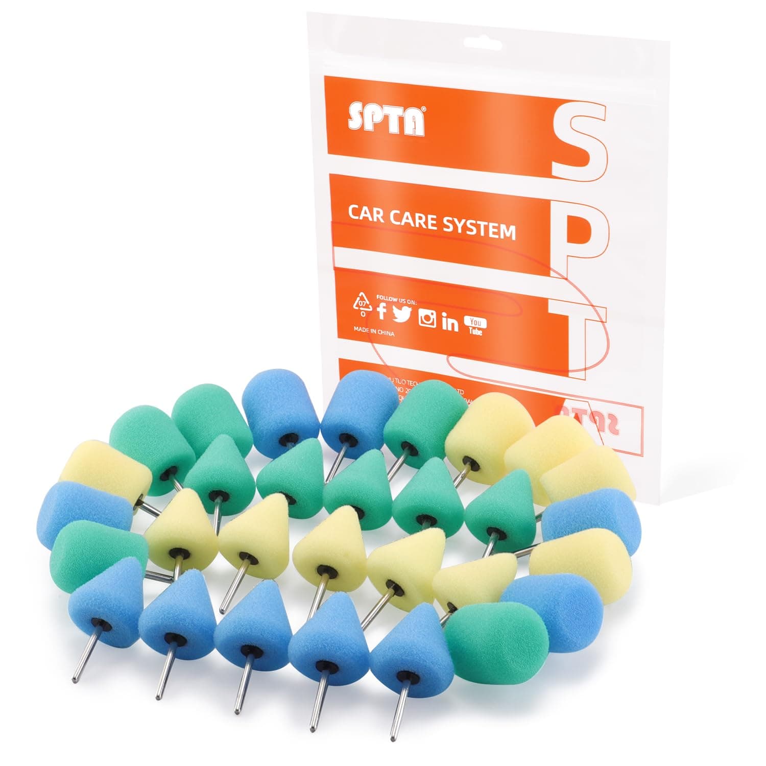 Mini Buffing Polishing Pads, 30Pcs Mini Detail Polishing balls Use On Rotary Tools,Cordless electric drill, Small area Polisher Tool for Tight Area Detailing Polishing Waxing And Sealing Glaze -MNPC30