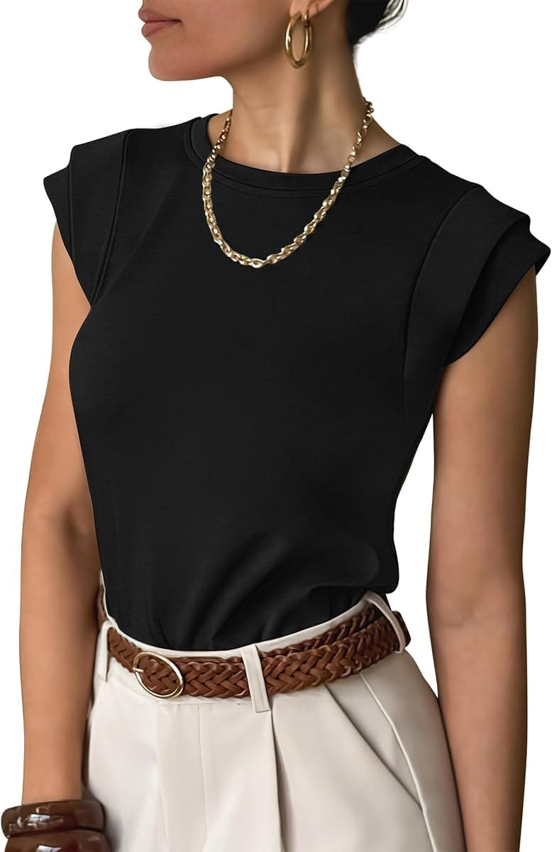 ANRABESS Business Casual Tops for Womens Cap Sleeve Summer Dressy Shirts 2026 Trendy Work Office Outfits Clothing