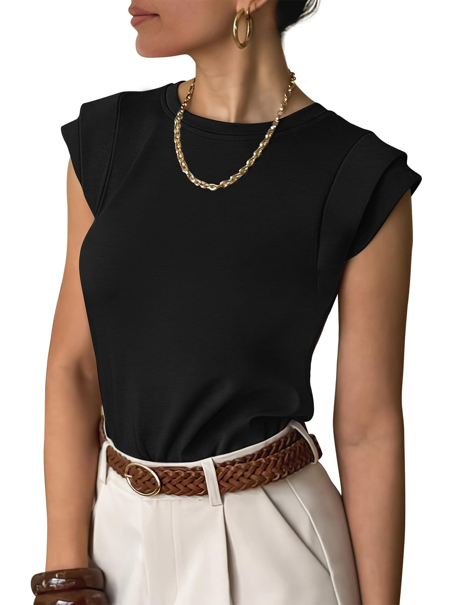 ANRABESS Business Casual Tops for Womens Cap Sleeve Summer Dressy Shirts 2026 Trendy Work Office Outfits Clothing