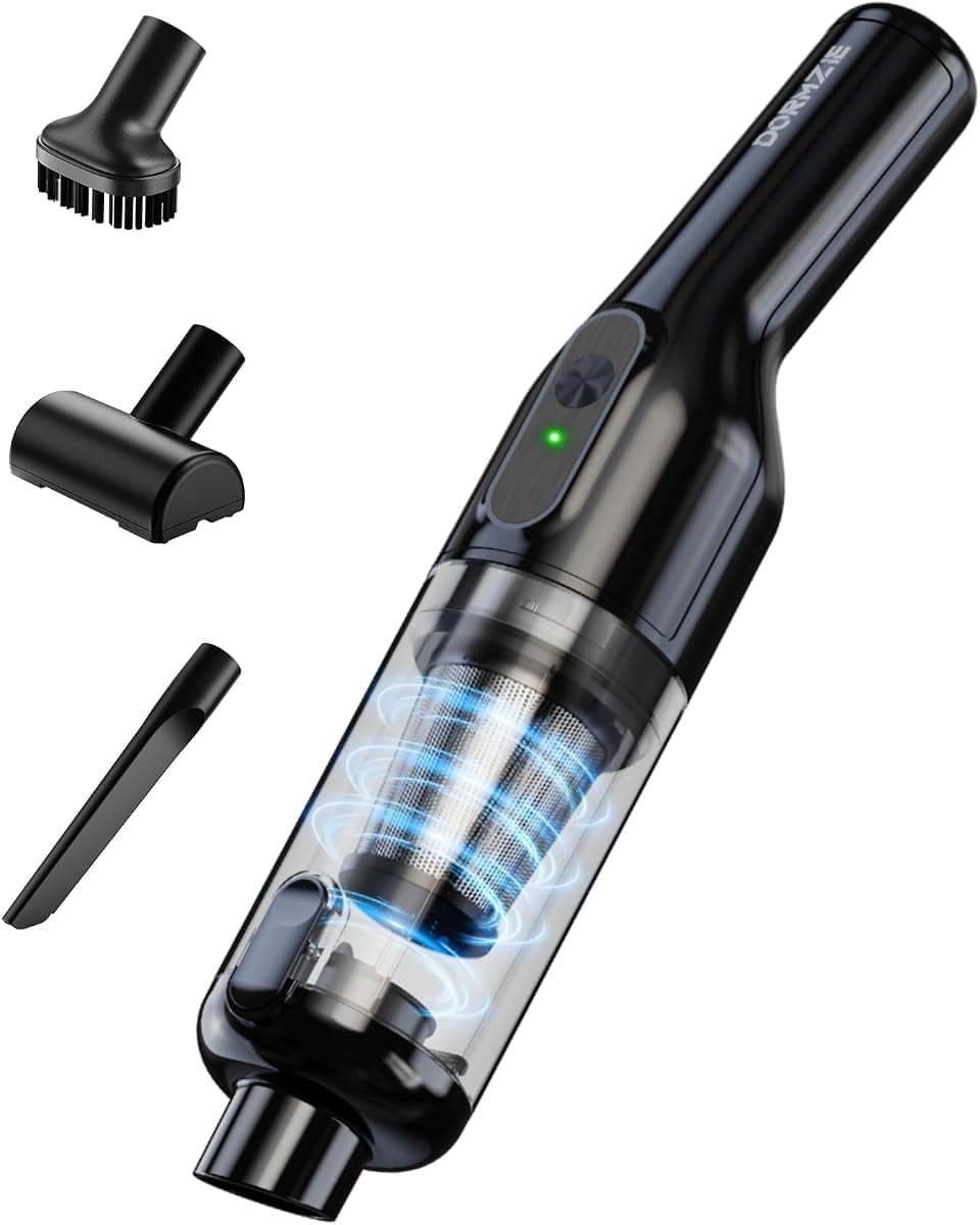 dormzie Handheld Vacuum Cordless, Car Vacuum with 19000Pa Powerful Suction,1.3 lbs Lightweight, Type-C Charge, Multiple Accessories for Car Home Office Pet