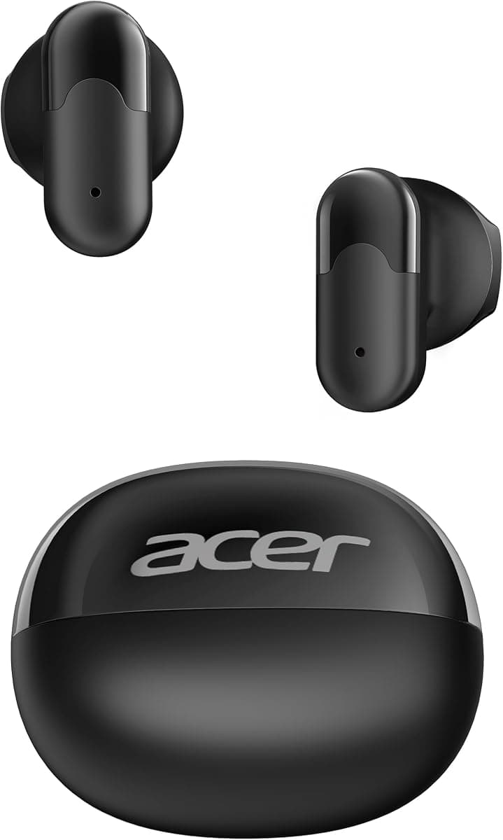 Acer Wireless Earbuds, Bluetooth 6.0 Headphones with 35H Playtime, 0.12oz Ultra-Light Ear Buds, 13mm Driver for Powerful Bass, Clear Calls Mic, Water&Dust Resistant Earphones for Office/Commute