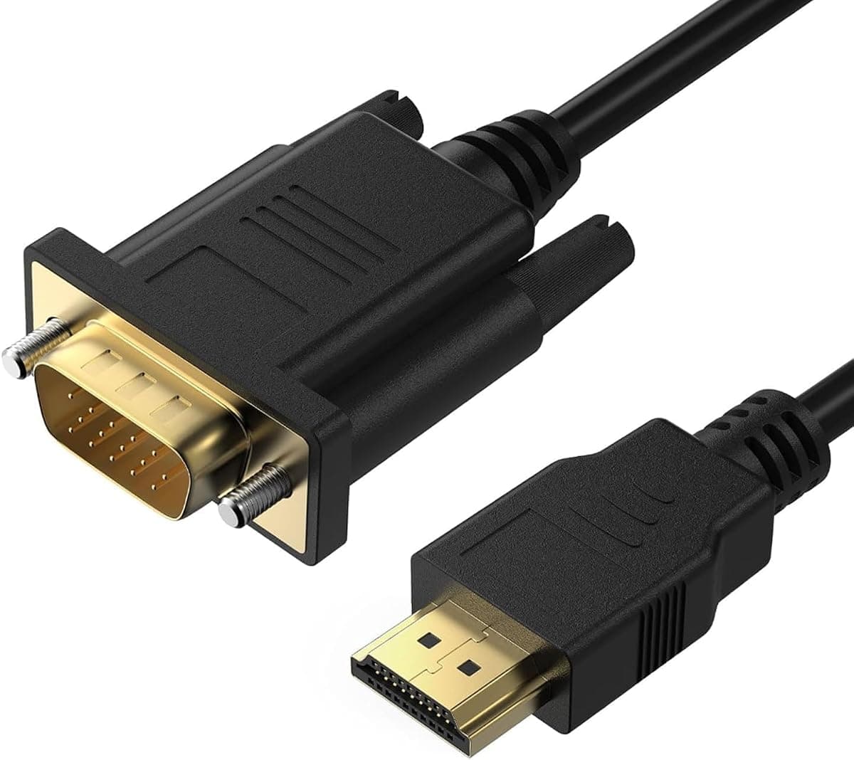 HDMI to VGA, HDMI to VGA Cable 6 Feet (Male to Male) with Gold-Plated Connectors – Compatible with Laptop, PC, Monitor, Projector, TV, Xbox, Roku & More