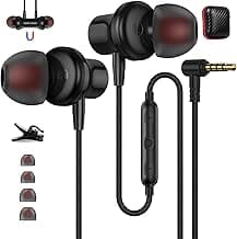 ASKUBSKU 3.5mm Headphones 5.9 ft Long Cord Wired Earbuds with Microphone Noise Isolating Earphone HiFi Stereo Clear Call Volume Control Plug in 3.5mm Jack Wired Ear Buds for Laptop Chromebook PC
