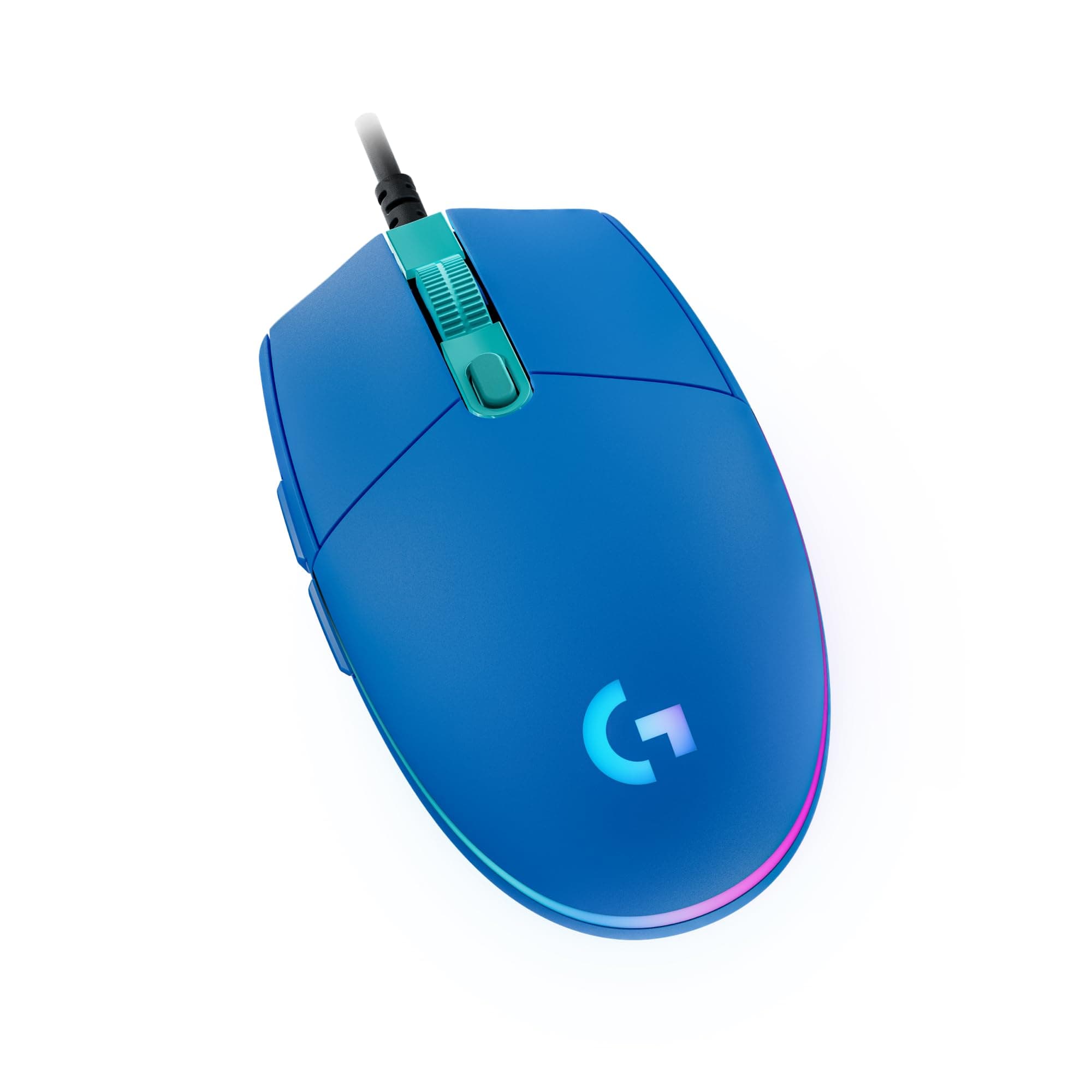 Logitech G203 Wired Gaming Mouse, 8,000 DPI, Rainbow Optical Effect LIGHTSYNC RGB, 6 Programmable Buttons, On-Board Memory, Screen Mapping, PC/Mac Computer and Laptop Compatible - Blue