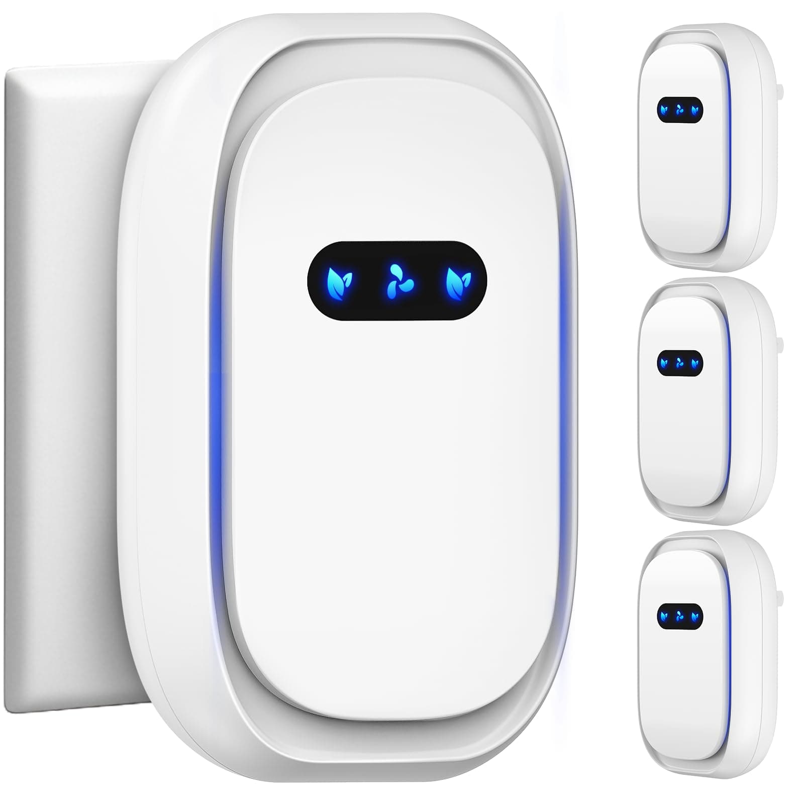 Air Purifiers (4 Pack), Air Ionizers for Home, Bedroom & Travel, Plug In Negative Ion Air Purifier, Dust, Dander, Smoke & Odor removal, Quiet Mini Portable Air Freshener, Low Energy, White