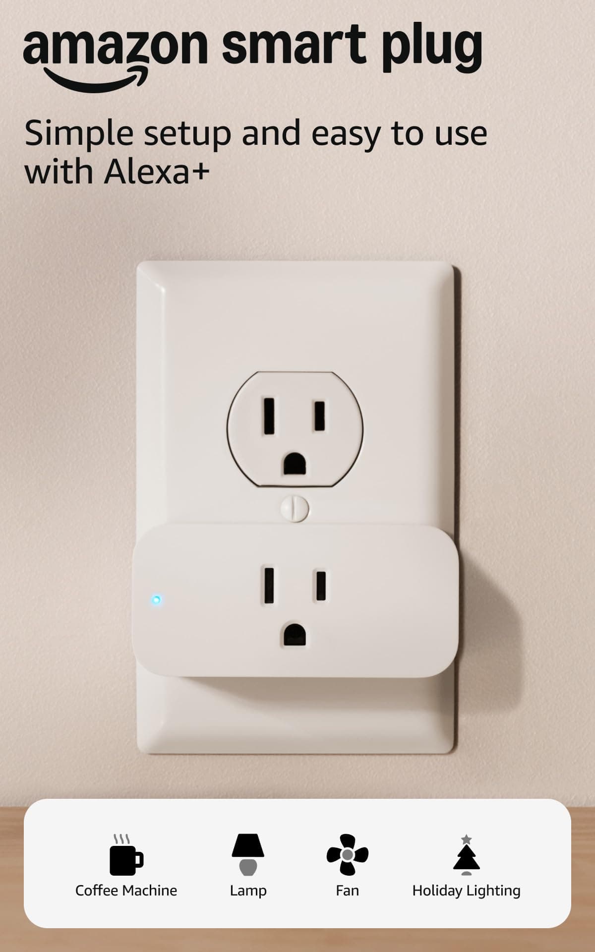 Amazon Smart Plug, Works with Alexa, Simple Setup, Endless Possibilities