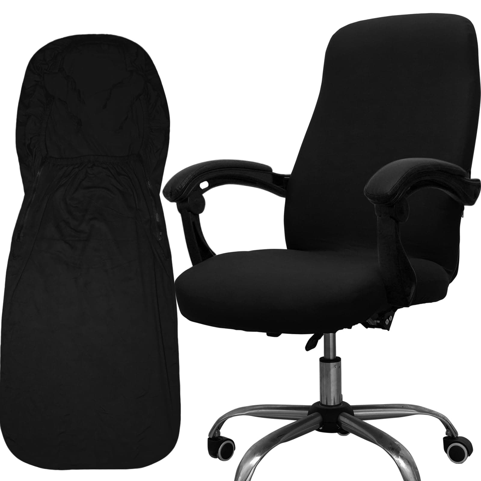 Melaluxe Office Chair Cover - Universal Stretch Desk Chair Cover, Computer Chair Slipcovers (Size: L) - Black