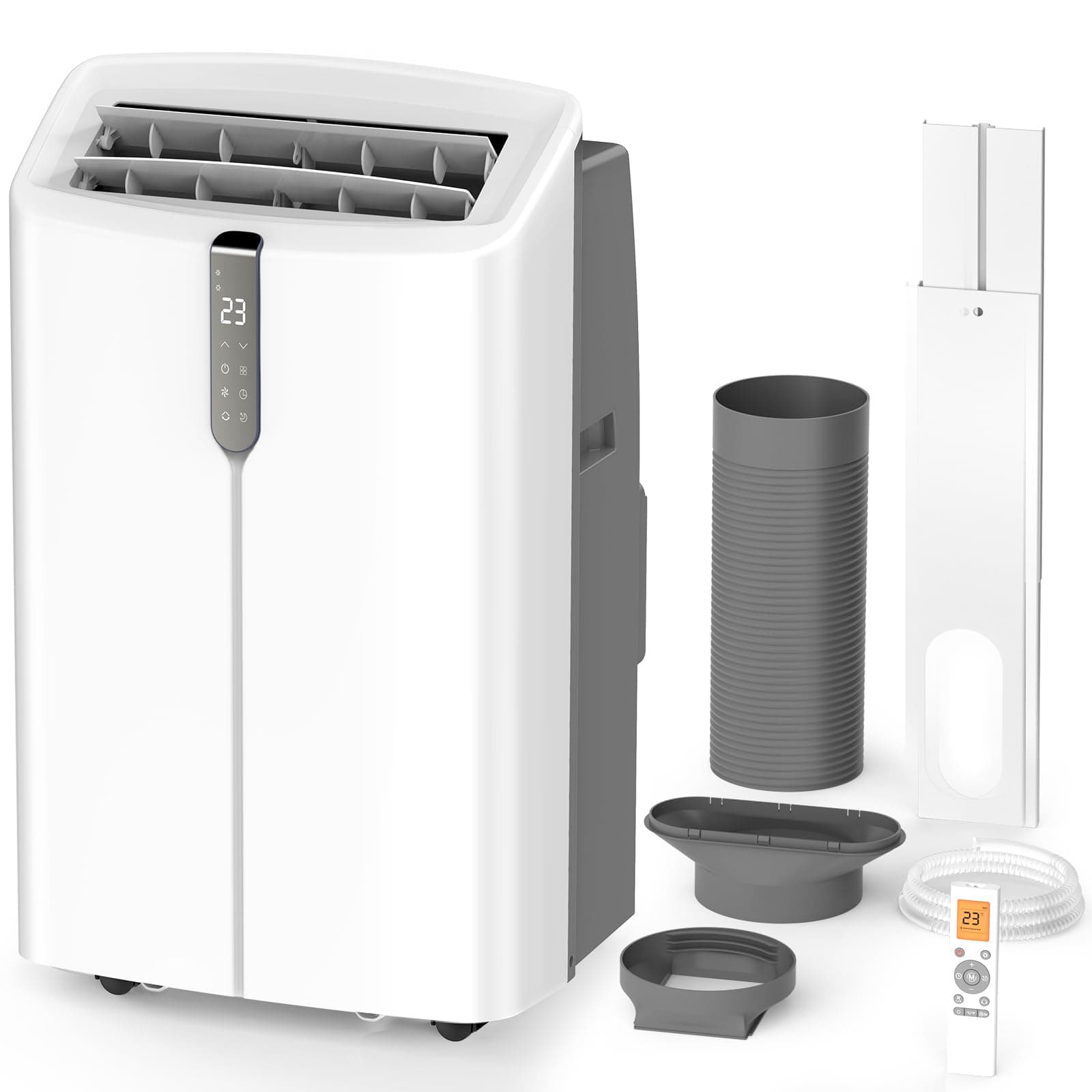 14000 BTU Smart Portable Air Conditioners, AC Unit Cools up to 750 sq. ft, Cooling, Dehumidifier & Fan, Auto Evaporation, Touchscreen, Silent Sleep Mode Portable AC with Remote & Ventilation Kit