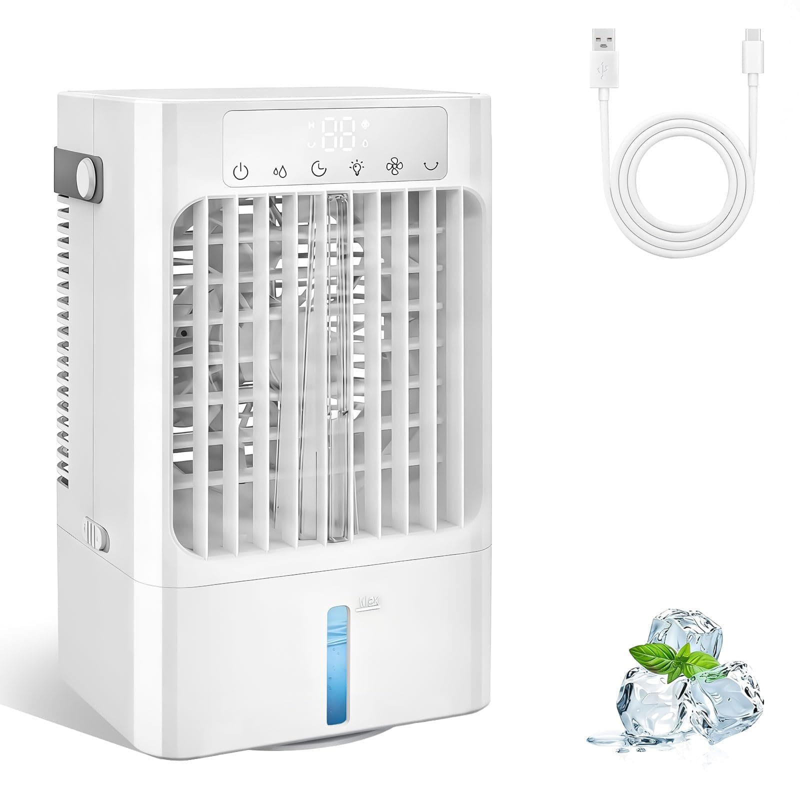 Portable Air Conditioner Fan, Mini Air Cooling Fan with 3 Speeds,Air Conditioner with 120° Oscillating & 1-8H Timer,AC with cooling mist,Ventilador portatil de CA for Bedroom Office-900ml water tank