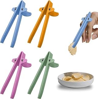 4 PCS Finger Chopsticks for Gamers - Snack Grabber & Chip Helper Tool - Cute Wheat Straw Office Snack Chopsticks - Reusable Non-Slip Gaming Snacking Solution