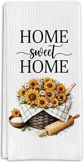 Housewarming Gifts Kitchen Towels, Home Sweet Home Sunflower Decorative Towels for Bar Kitchen Bathroom