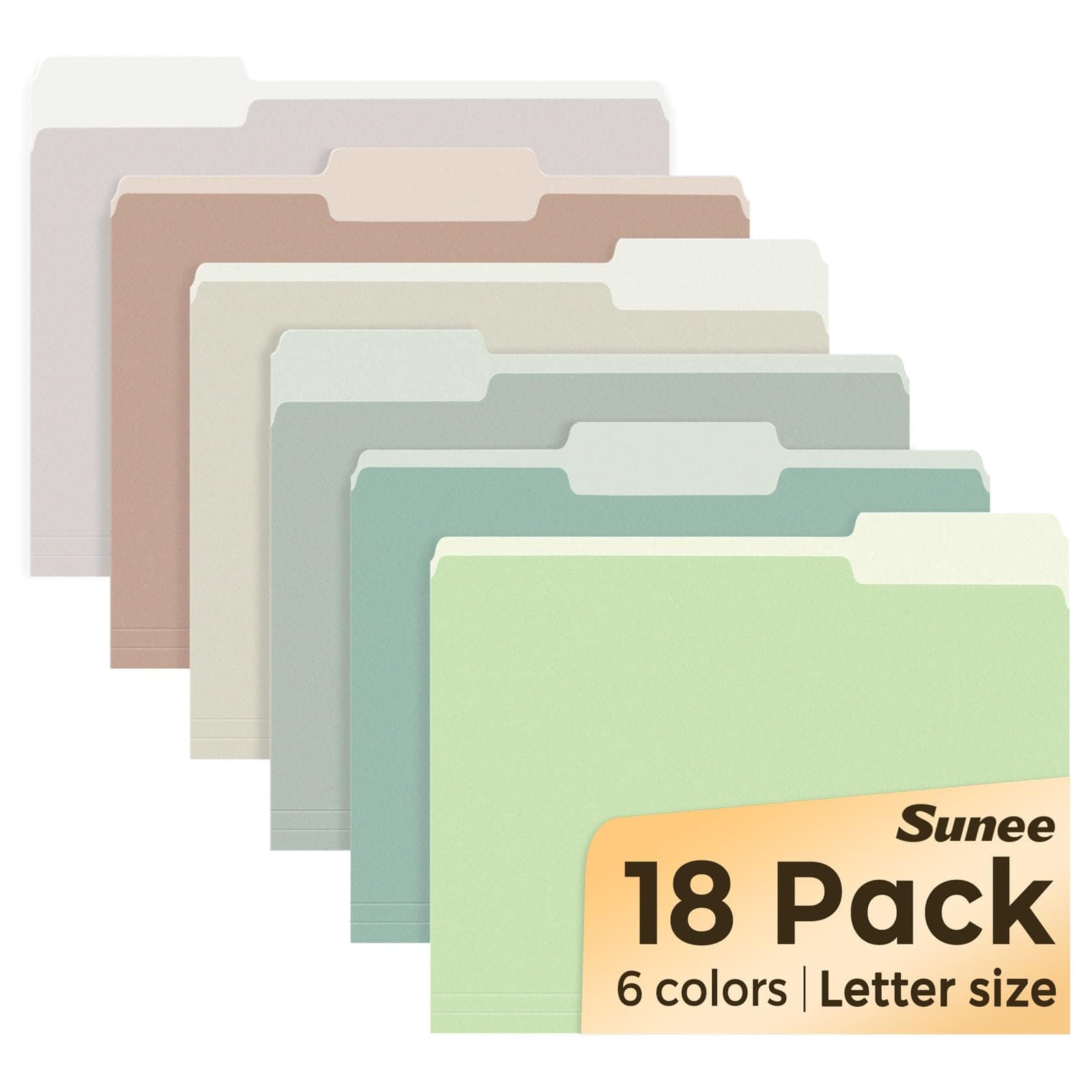 SUNEE File Folders, 18 Pack Manilla Folders 8.5 x 11, Colored File Folders Home Office School Supplies for Documents Files Paper, 6 Morandi Colors