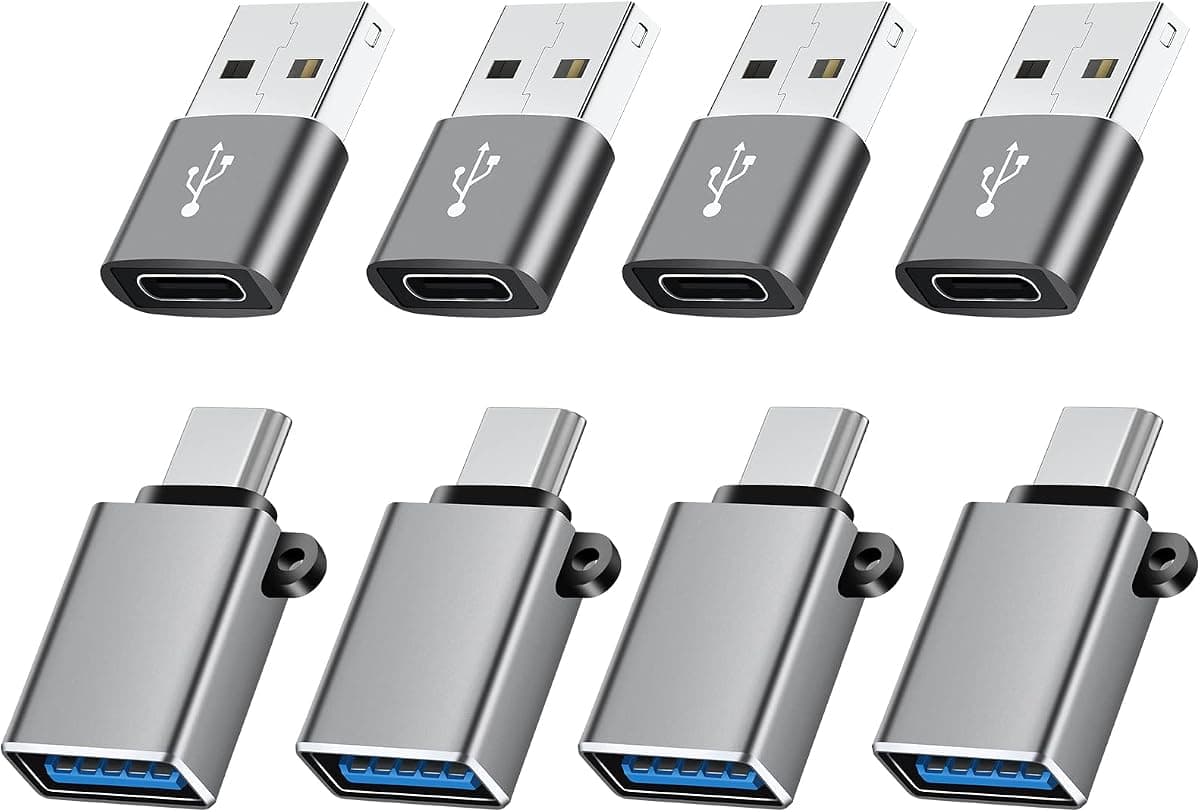 USB OTG Adapter 8-Pack,USB C Male to USB 3.0 Female Adapter and Type A to Type C Adapter,USB to USBC Converter for iPhone 17 16 15,MacBook Pro,iPad,Samsung Galaxy S25-S20,Car Play Charger