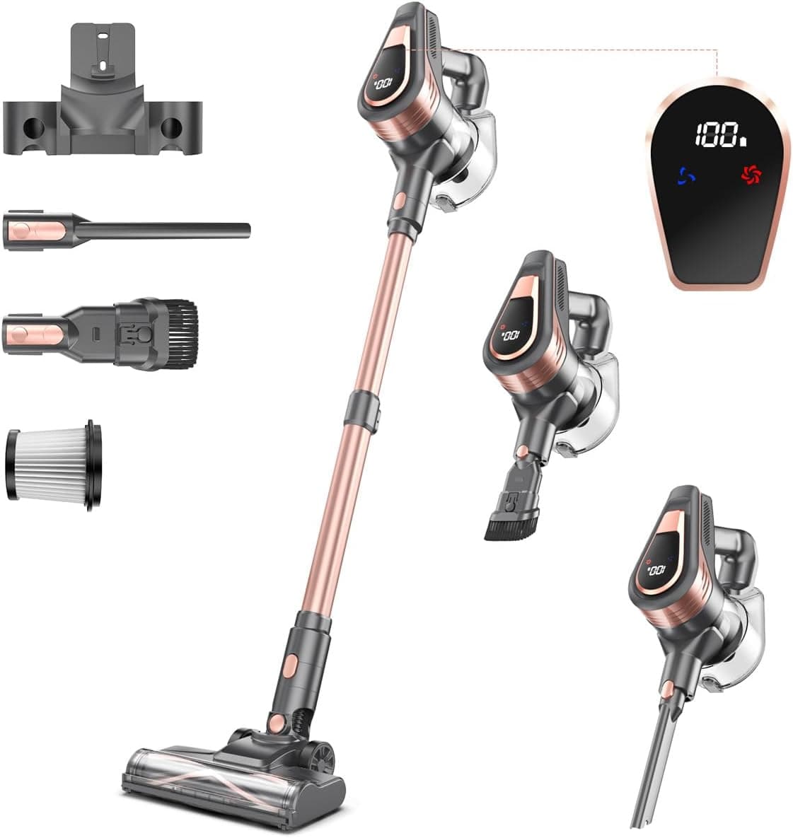 N16 Cordless Vacuum Cleaner, Lightweight Vacuum Cleaners for Home with Powerful Suction, 2600mAh Battery with 45 Mins Runtime, Rechargeable Stick Vacuum Cordless for Hardwood Floor Carpet Pet Hair