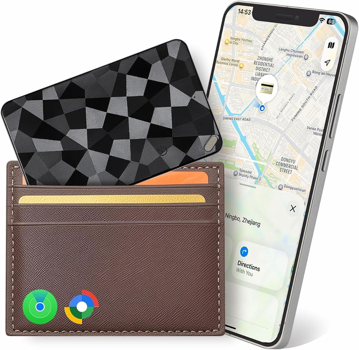 Bluetooth Wallet Tracker Card for iOS & Android, Apple Find My & Google Find Hub Compatible, Rechargeable Slim Credit Card Locator, 100dB Alarm, No Subscription