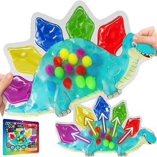 Dinosaur Sensory Toys for Toddlers 3-5 Travel Toys Color Sorting Matching Activities Preschool Toddler Car Activities Quiet Calm Down Sensory Toy Gift Ready Fine Motor Toy for Toddlers Ages 3 4 5