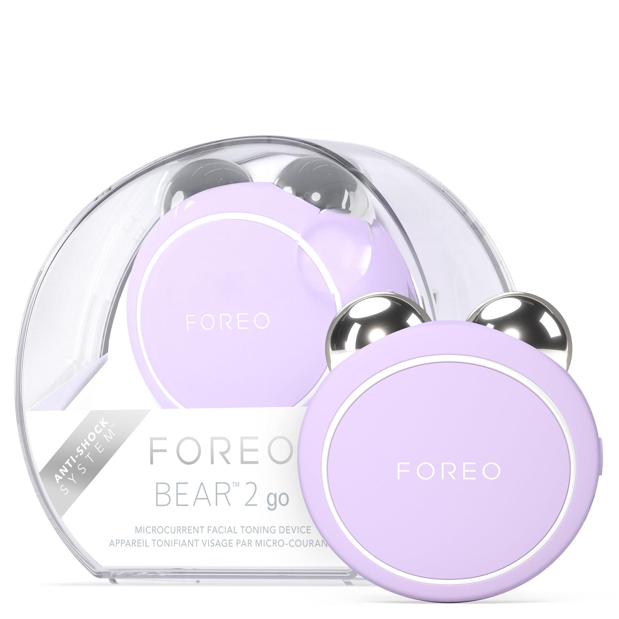 FOREO BEAR 2 go - Travel-friendly Toning Microcurrent Facial Device - For Fine Lines & Wrinkles - Anti Aging - Face Sculpting - Instant Full Face Lift - Firm & Contour - Compact Skin Care - Lavender