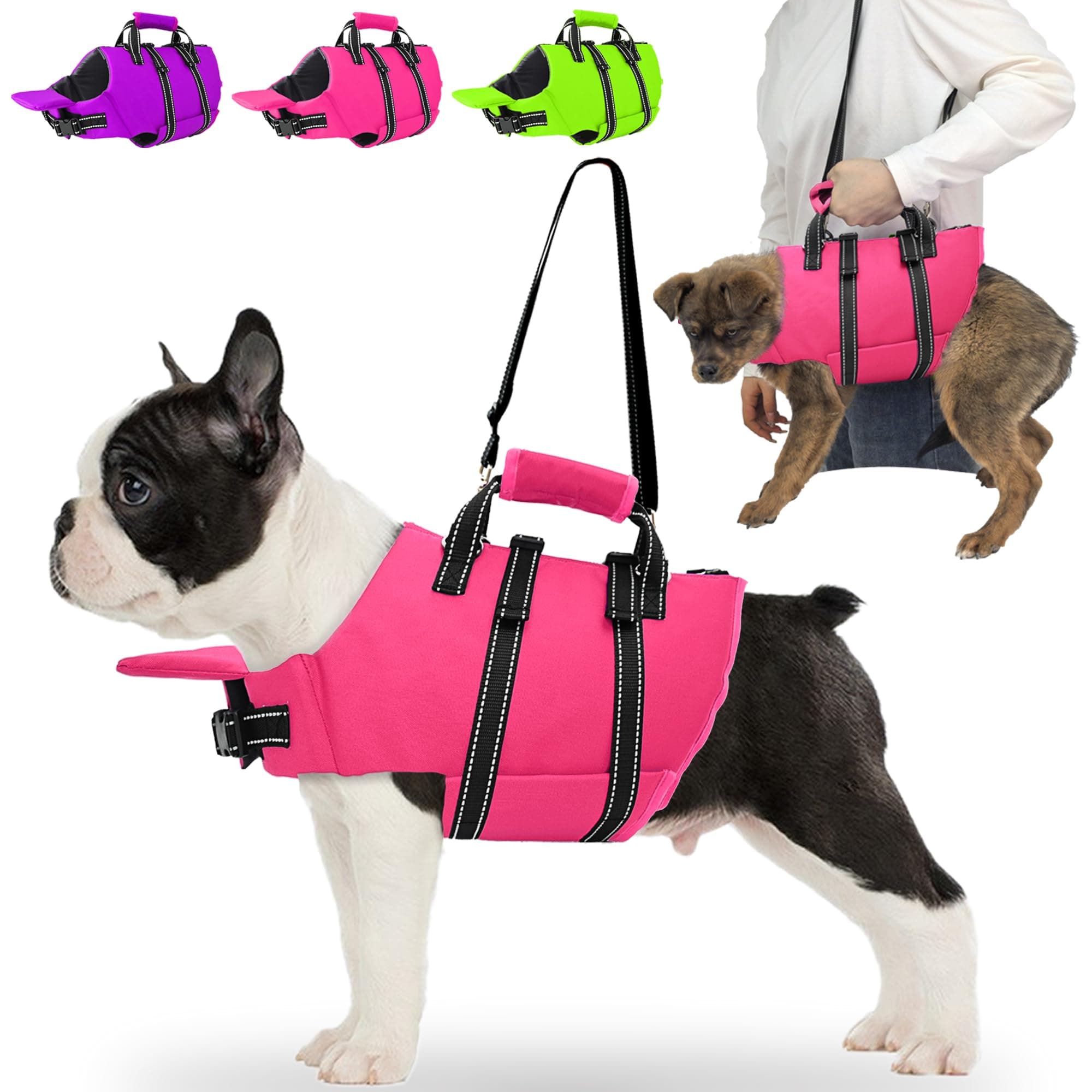 Fragralley Dog Life Jacket with Self-Locking Zipper, High-Buoyancy Ripstop Dog Swimming Vest, Floating Vest with Rescue Handle for Swimming and Boating, PFD Available for Small, Medium, and Large Dogs
