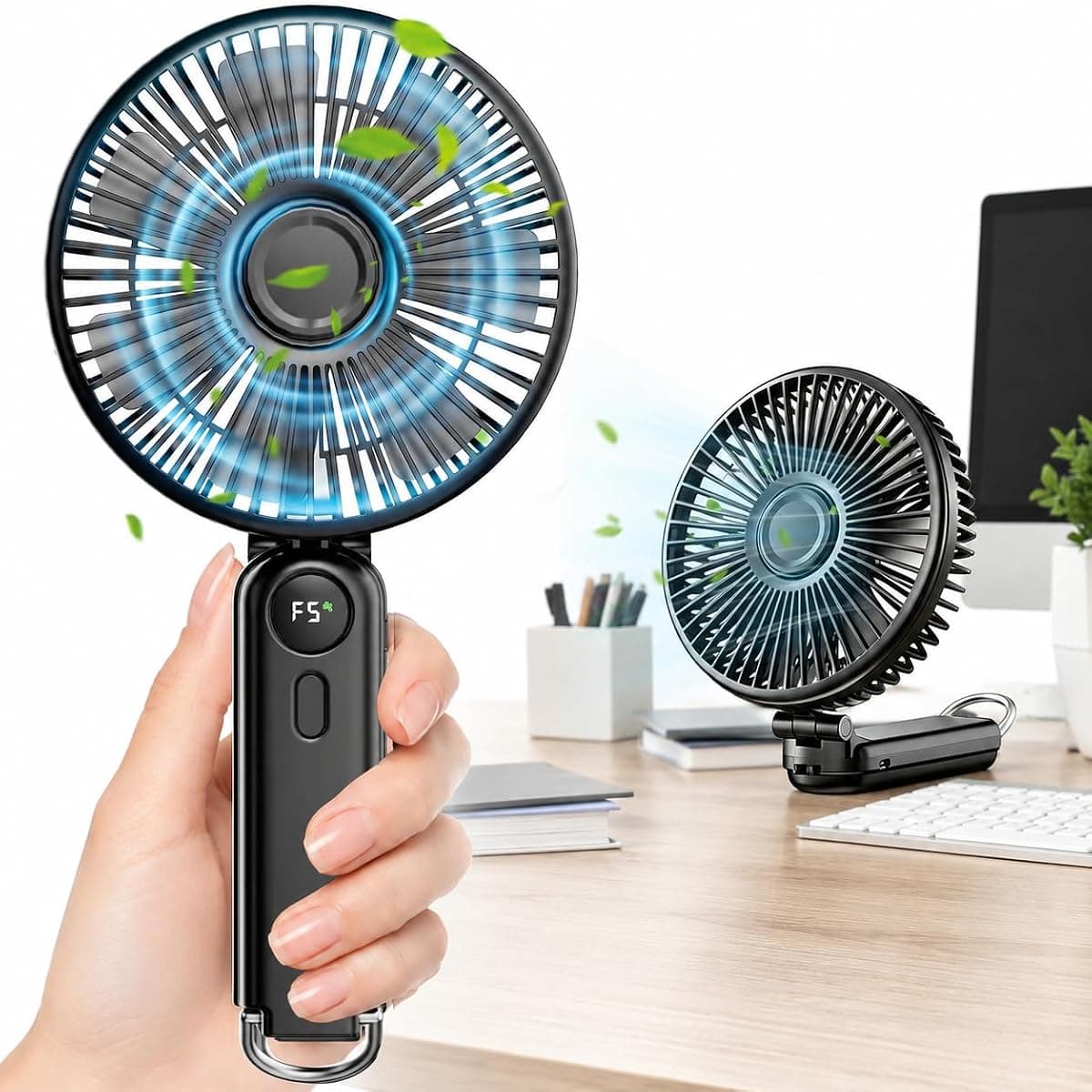 Handheld Portable Fan, 10000mAh Rechargeable Travel Personal Fan | 6-inch Wide Airflow, Ultra Quiet Cooling, up to 40H Runtime, Foldable for Travel, Concerts, Makeup, Outdoor Use and Gifts